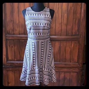 Loft Black and White Textured Dress